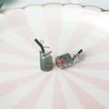 Miniature watermelon resin drink bottle pendant with silver loop for DIY jewelry making - Watermelon