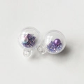 Pendentif boule DIY en acrylique 2cm avec paillettes violettes et perle arc-en-ciel - Violet