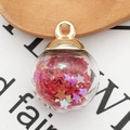 Pendentif boule de verre DIY avec paillettes d'étoiles rouges pour la création de bijoux - Rouge