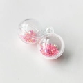 Deux boules en acrylique transparent avec paillettes roses pour bijoux DIY et porte-clés - Rose