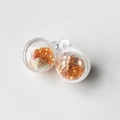 Pendentif acrylique 2cm avec paillettes orange, coquillage et perle pour bijoux DIY - Or