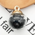 Star-filled glass ball pendant with golden metal cap for DIY earring making - Black
