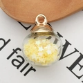 Star-filled glass ball pendant with golden cap for DIY jewelry making and crafts - Light Yellow