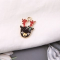 Detailed view of alloy reindeer pendant with colorful enamel for DIY Christmas jewelry - Black Antler Reindeer Style (2)