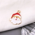 DIY Weihnachtsmann-Emaille-Anhänger mit goldener Legierung für die Schmuckherstellung - Weihnachtsmann-Stil (8)