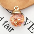 DIY glass ball pendant with orange star sequins and golden metal cap for jewelry making - Orange