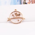 DIY cat and star charms in pink enamel with rhinestone accents for jewelry making - White
