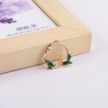 Enamel carrot wreath pendant with white pearl for DIY jewelry making and earrings - Carrot Pearl Wreath Style (3#)