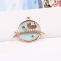 Starry cat charm in light blue enamel with gold finish and rhinestone for DIY earrings - Aqua