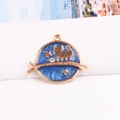 Starry sky cat alloy pendant with blue enamel and crystal for DIY jewelry - Sapphire Blue