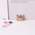 Pendentif chat en émail violet en alliage pour la création de bijoux DIY - Chat Violet Blasé (Big Face Cat 6#)
