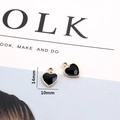 K-gold heart-shaped enamel charms for DIY bracelets and jewelry with 14mm size - Black