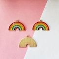 Macro detail of alloy rainbow enamel pendants for DIY earrings with vibrant color fill - Large Rainbow