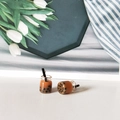 Detailed close-up of 2 mini resin bubble tea charms with black pearls and straws - Coffee