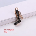 Detailed macro of a black enamel high heel pendant with sparkling rhinestone heel detail - Black Rhinestone High Heel (2)