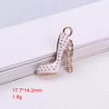 Gold high heel pendant with white enamel and rhinestones for DIY jewelry making - White Rhinestone High Heel (3)