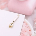 Colgante de cuchara dorada con mango de esmalte blanco y perla para creación de joyas - Cuchara Blanco