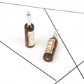 Miniature resin brown wine bottle charms with vintage labels and silver loops for DIY - Brown