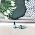 Mini pearl milk tea charms in blue color with metal hooks for DIY jewelry making - Blue