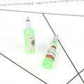 Fluorescent green resin wine bottle keychain charms with silver rings for DIY crafts - Green