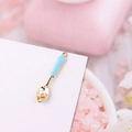 Colgante de cuchara dorada con esmalte azul cielo y perla para joyería DIY - Cuchara Azul
