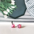 Pink strawberry bubble tea resin pendant with black straws for DIY jewelry making - Rose Red