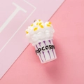 3D resin popcorn charm with purple striped bucket and metal ring for DIY jewelry making - Purple Striped Popcorn (YZ135)