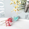Clear heart pendant with blue beads and dried flowers for DIY jewelry making - Pale Green
