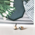 Pair of miniature milk tea charms with black pearls for DIY jewelry and phone cases - Khaki