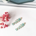 Golden alloy fishbone pendant charms in sky blue enamel for DIY jewelry making - Blue