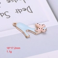 Blauer High-Heel-Schuh Anhänger mit rosa gepunkteter Schleife für DIY Schmuck - Blauer Schleifen High Heel (5)