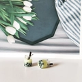 DIY matcha green bubble tea pendants made of resin with black straw for earrings - Light Yellow