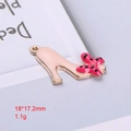 Rosa High-Heel Anhänger aus Legierung mit roter gepunkteter Schleife und Goldrand - Rosa Schleifen High Heel (6)
