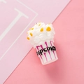 Cute 3D resin popcorn pendant in pink striped bucket for DIY earrings and keychains - Magenta Striped Popcorn (YZ135)