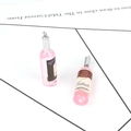 Mini colgante de botella de vino en resina rosa con anillo plateado para manualidades - Rosa