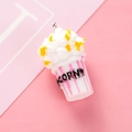 3D resin popcorn charm with pink striped cup for DIY earrings and keychains - Pink Striped Popcorn (YZ135)