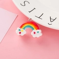DIY colorful rainbow cloud charm with silver metal ring on a soft pink background - Rainbow Cloud Style (YZ135)