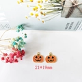 Set de dos colgantes de calabaza de Halloween en esmalte 21x19mm para joyería DIY - Estilo Clásico de Jack-o'-lantern Grande / 21x19mm