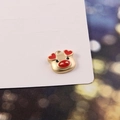 Goldener Schweineanhänger mit roten Herzohren und Emaille-Nase für DIY Schmuck - Goldener Schweinekopf mit Liebesohren (2)