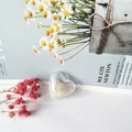 Heart-shaped clear acrylic pendant filled with white faceted crystal beads for DIY jewelry - White