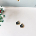 Star and moon gold charms with blue enamel finish and small crystal for DIY jewelry - Starry Moon Round Style (1)