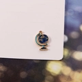 Deep blue enamel globe charm with gold world map patterns for DIY jewelry making - Vintage Blue Globe (5)