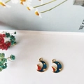 DIY crescent moon and cat alloy charms with navy blue enamel for jewelry making - Cat on Moon Style (4)