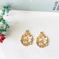 Golden Alice girl wreath enamel charm with heart and flower for DIY jewelry making - Purple