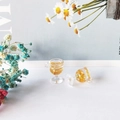 Miniature acrylic goblet charms with gold glitter and foil flakes for DIY jewelry making - Yellow