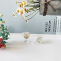 Miniature acrylic goblet with light blue dried flowers and gold foil for DIY jewelry - Light Blue