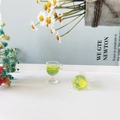 Pendentif mini tasse à boisson transparente avec liquide vert et citron pour DIY - Citron Vert Clair (8)