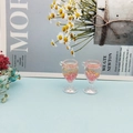 Detailansicht Mini-Weinglas-Anhänger aus Acryl mit rosa Glitzer für DIY-Schmuckherstellung - Rosa