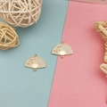 Detail of fan-shaped enamel pendant with plum blossom motif for DIY jewelry making - White Fan Style