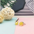 Miniature lemon drink bottle pendant with yellow slices and straw for DIY jewelry making - Orange